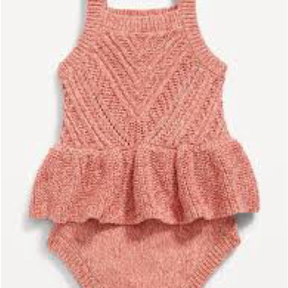 Old Navy 6-12 Mos One Piece Knit Peplum Romper 🧶